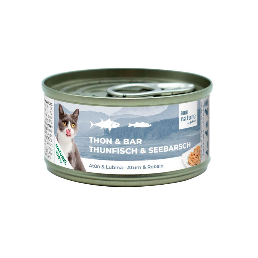 Lata de Bubi Nature con atún y lubina para gatos