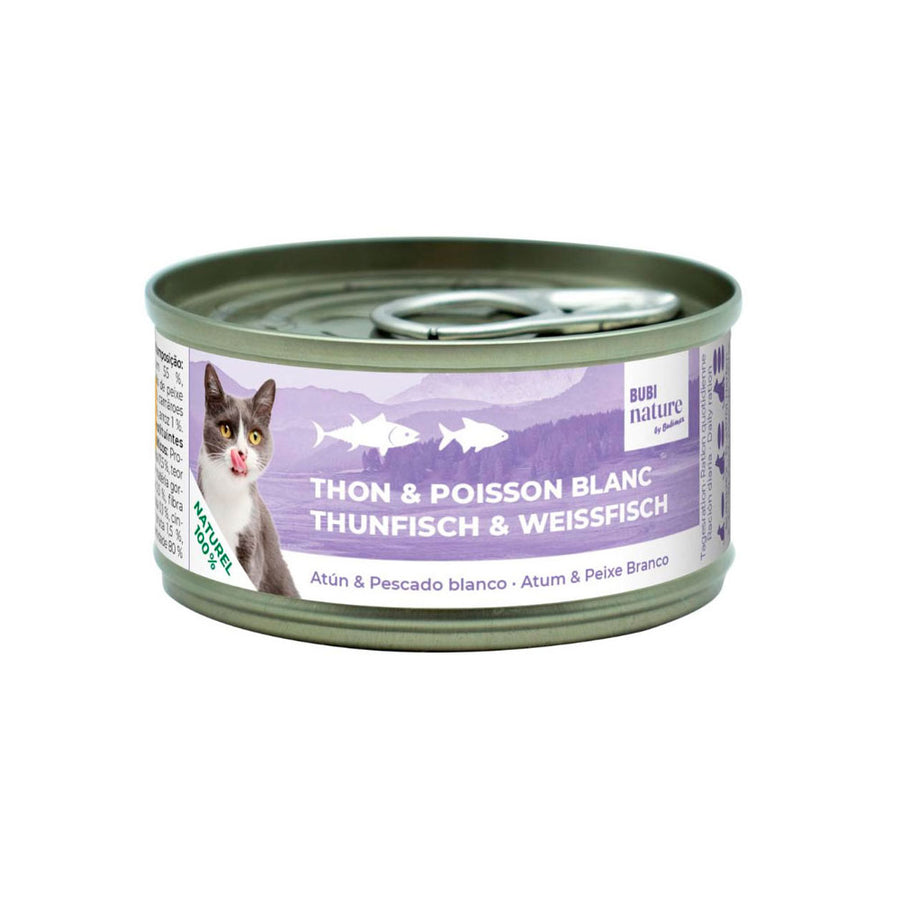 Lata de Bubi Nature con atún y pescado blanco para gatos