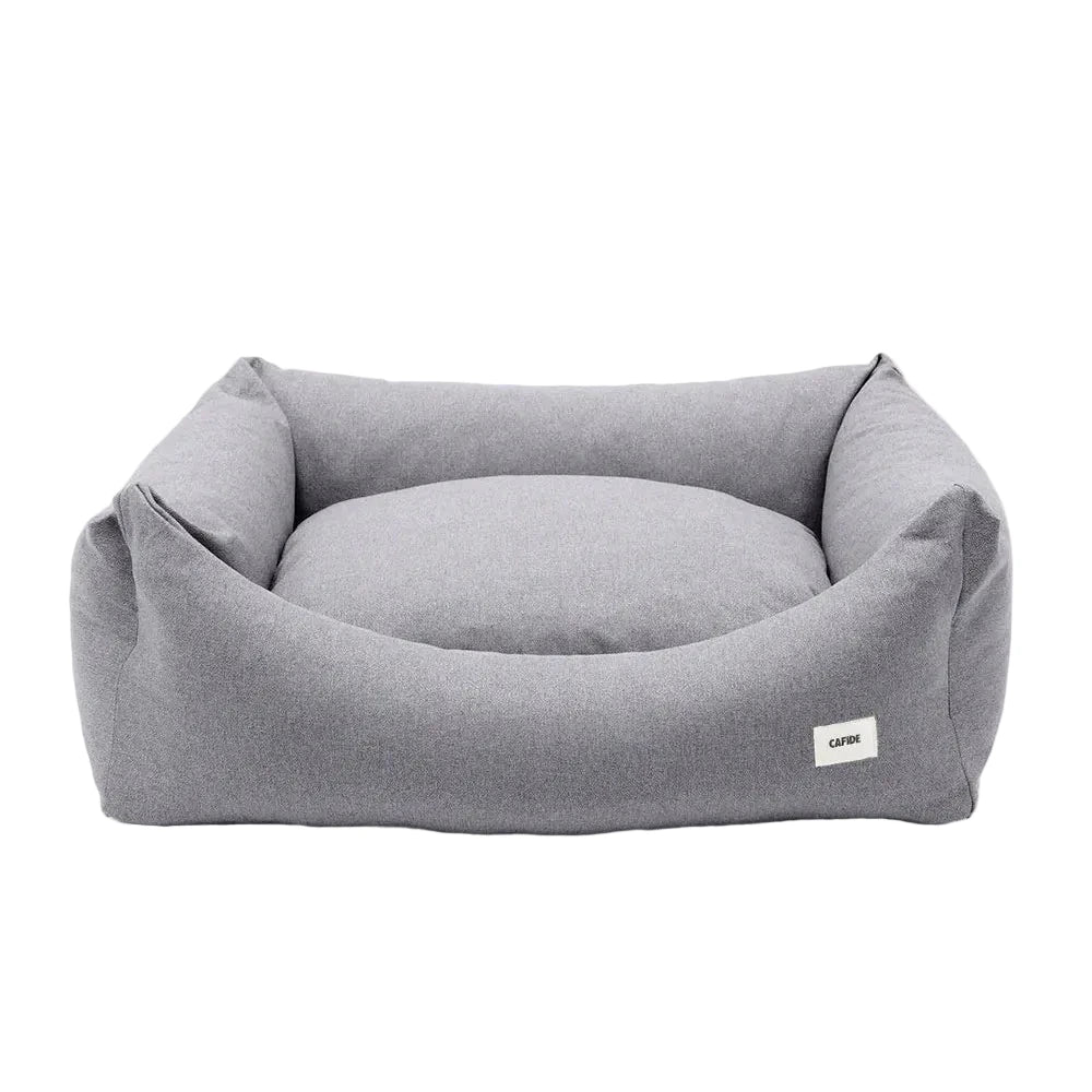 Cama para perro desenfundable CAFIDE en pana color beige arena con diseño rectangular