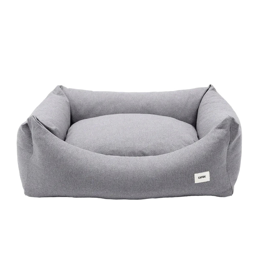 Cama para perro desenfundable CAFIDE en pana color beige arena con diseño rectangular