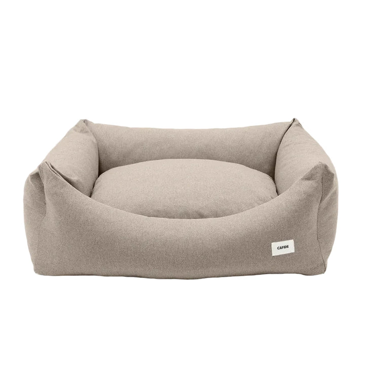 Cama para perro desenfundable CAFIDE en pana gris claro con bordes acolchados