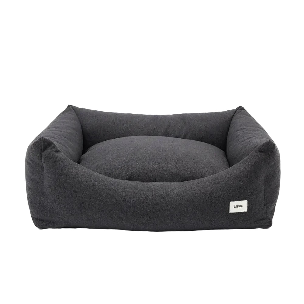 Cama para perro CAFIDE en tejido pana gris oscuro con cojín central ergonómico