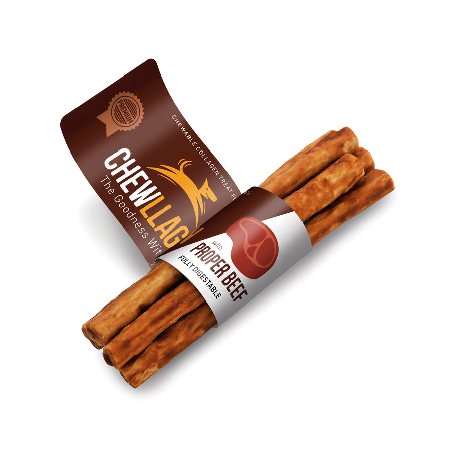 Chewllagen Mini Roll de ternera con colágeno para perros pequeños, snack digestible pack 5 unidades