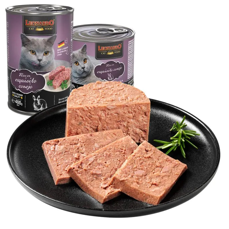 Paté húmedo de conejo para gatos – Leonardo 400 g