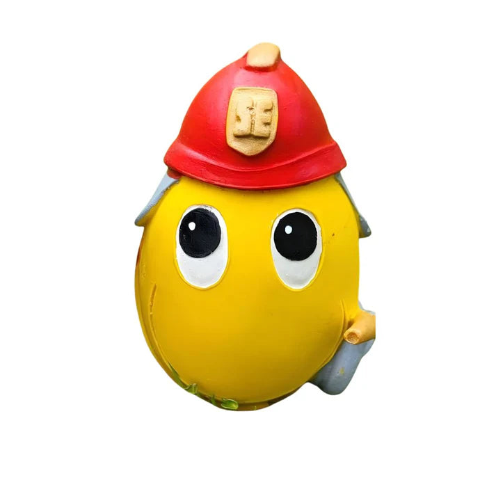 Juguete para perro Lanco Original Egg tamaño L diseño bombero con casco rojo de caucho natural con sonido