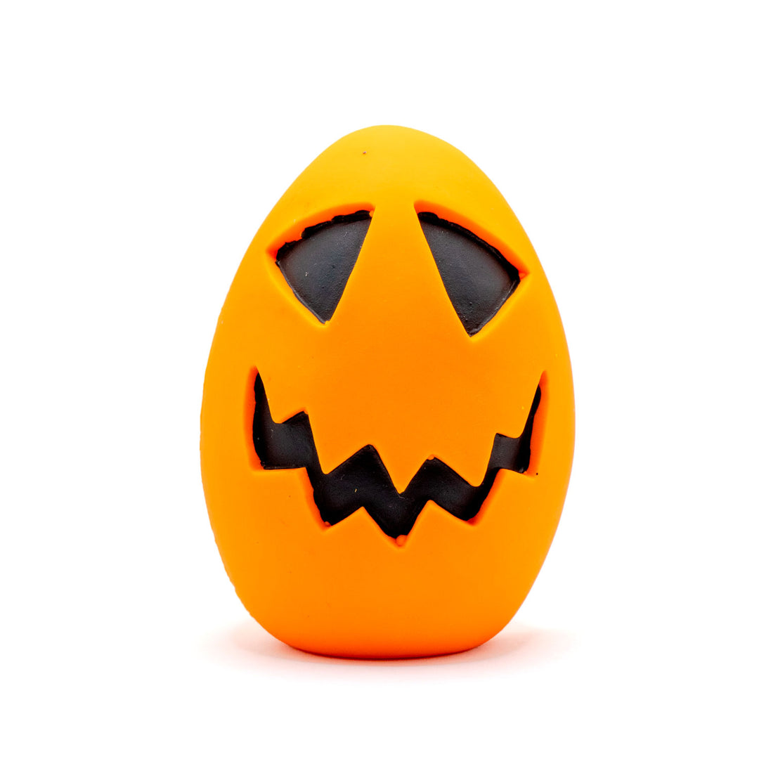 Huevo Lanco tamaño L diseño calabaza Halloween en caucho natural con pito para perros