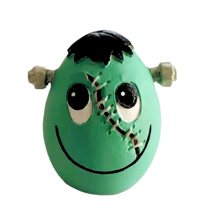 Juguete para perro Lanco Original Egg tamaño L diseño Frankenstein verde de caucho natural