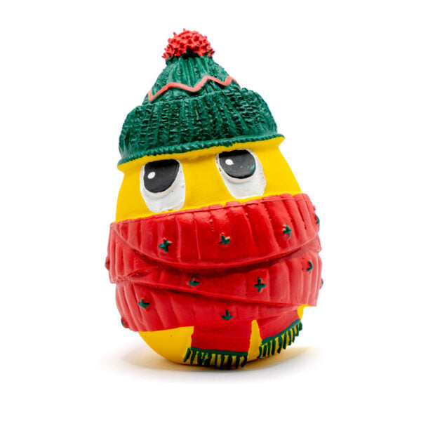 Juguete para perro Lanco Original Egg tamaño L diseño invierno con gorro y bufanda de caucho natural