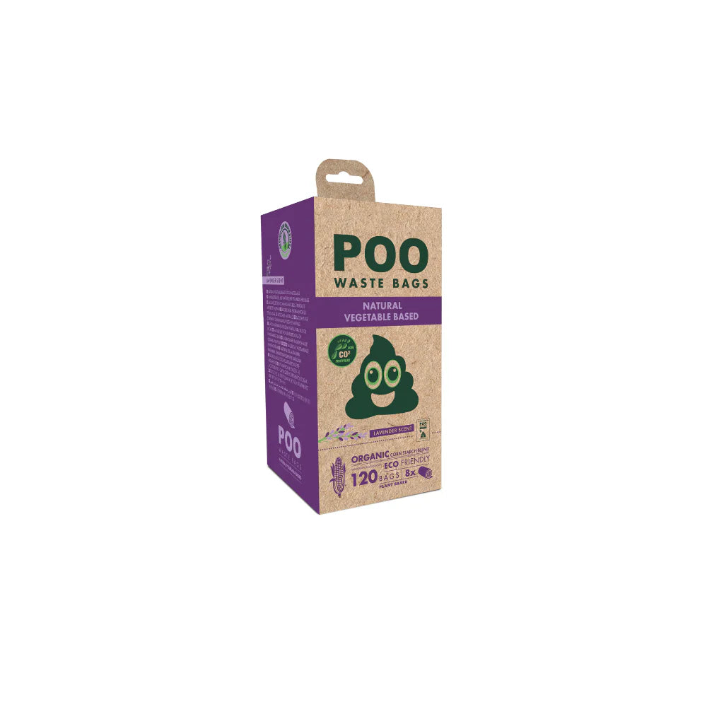 Caja de bolsas higiénicas para perro M-PETS POO recicladas 120 unidades color lavanda