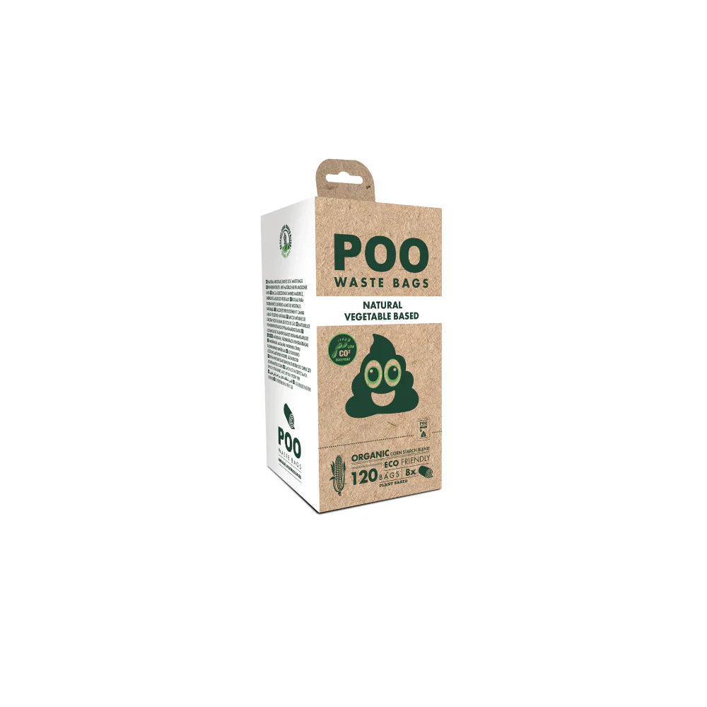 Caja de bolsas para perro M-PETS POO 100% recicladas sin perfume 120 bolsas color negro