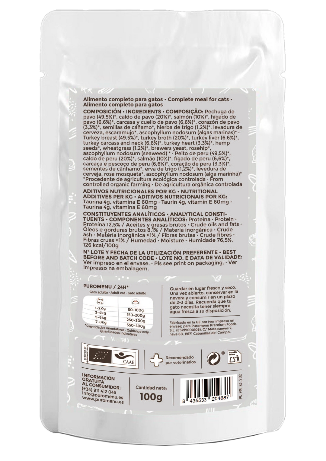 Puro Menú Michi Mimos BIO (Pavo y Salmón)100G