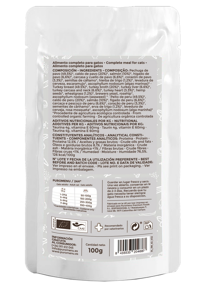 Puro Menú Michi Mimos BIO (Pavo y Salmón)100G