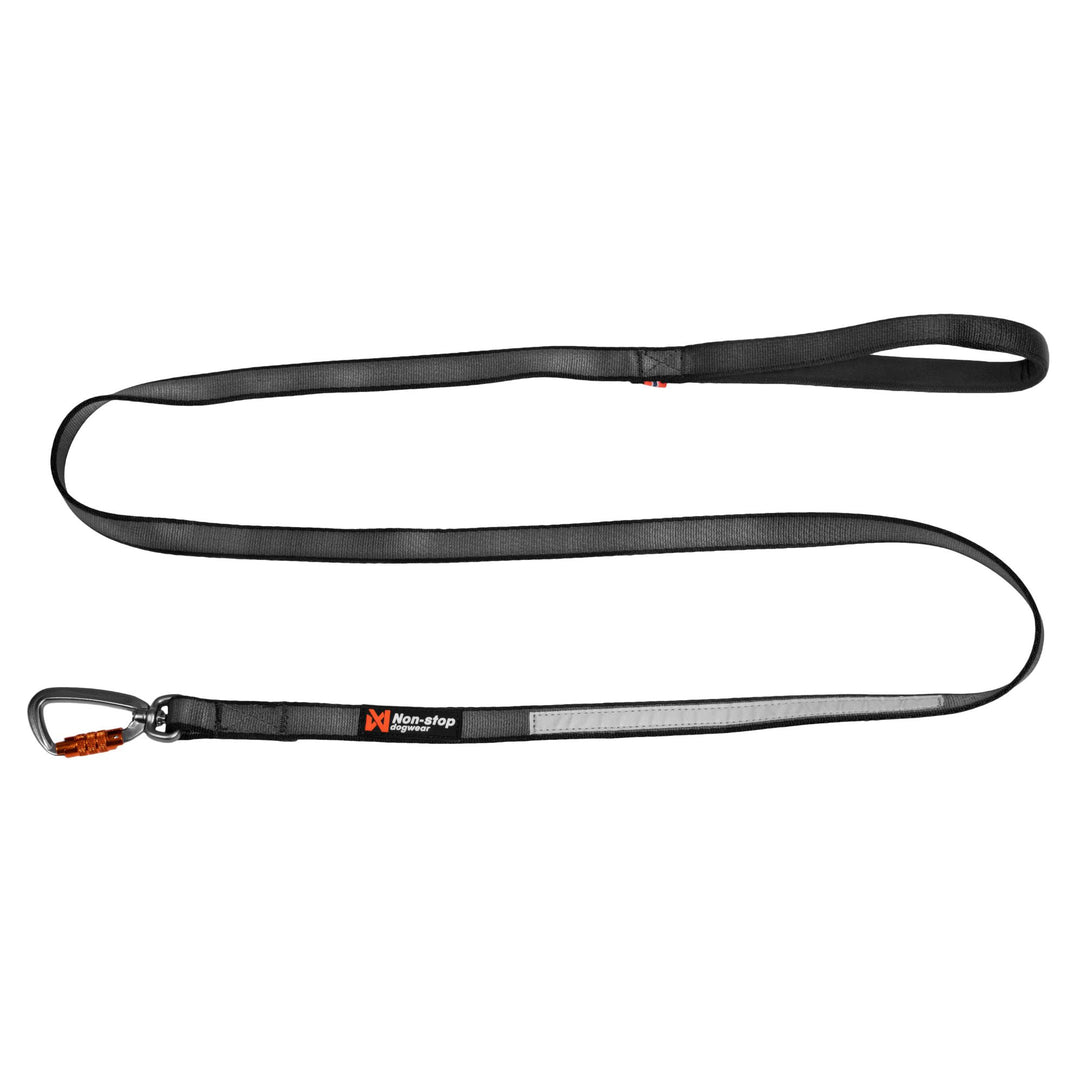 Correa negra Non-stop dogwear Move Leash con asa acolchada y mosquetón de seguridad Twistlock
