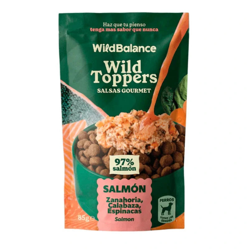 sobre del topper de salmon de la marca wild balance