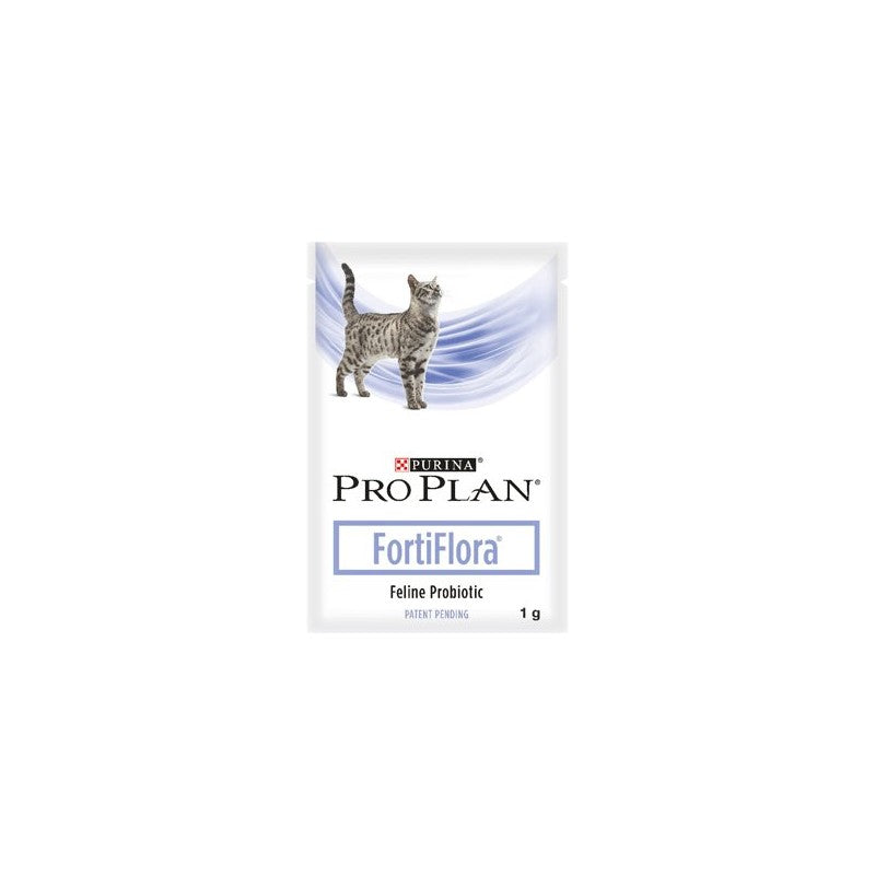 Sobre individual de Purina Pro Plan FortiFlora Feline Probiotic, suplemento probiótico para gatos que mejora la salud intestinal