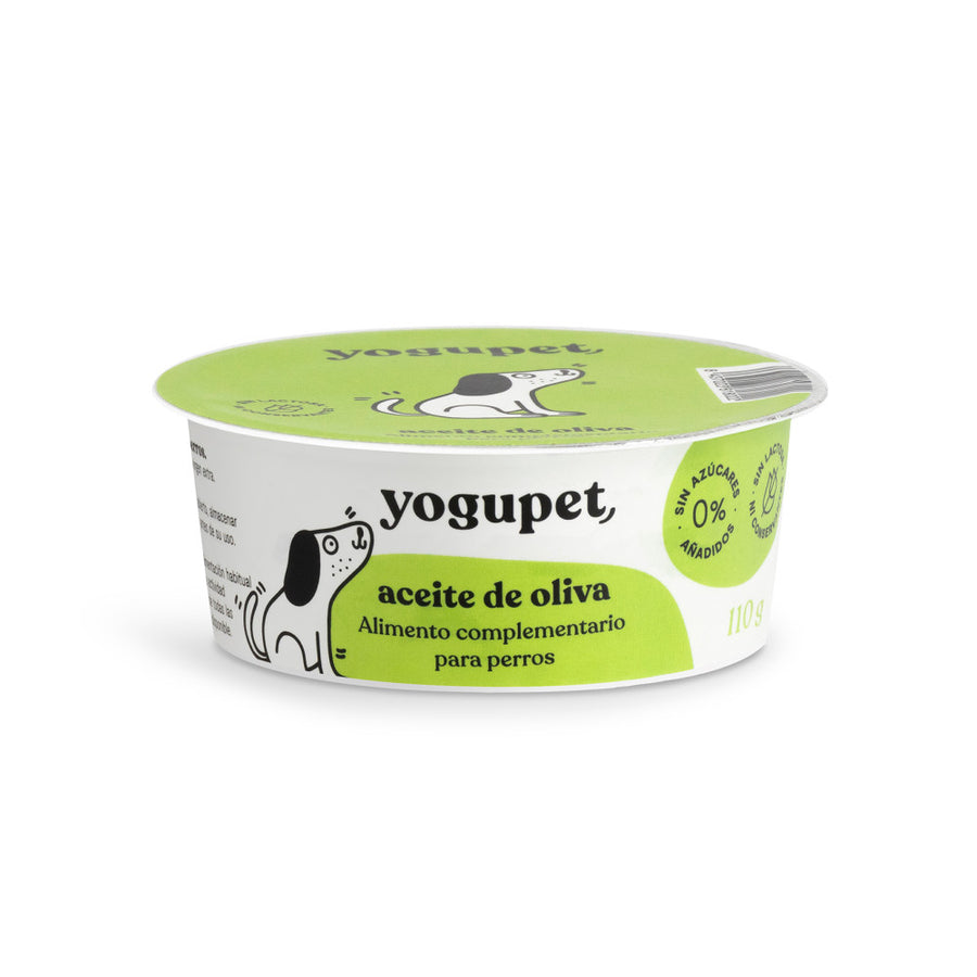 Textura cremosa del yogur natural para perros Yogupet con aceite de oliva