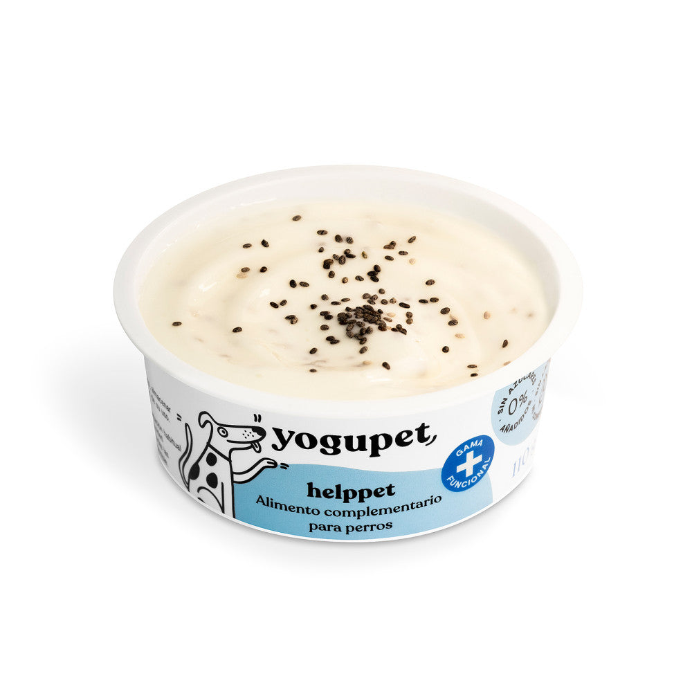 Textura del yogur funcional para perros Yogupet Helppet con semillas visibles