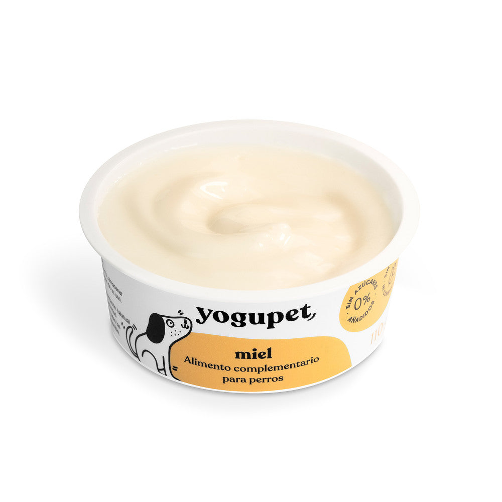Textura cremosa del yogur natural para perros Yogupet con miel