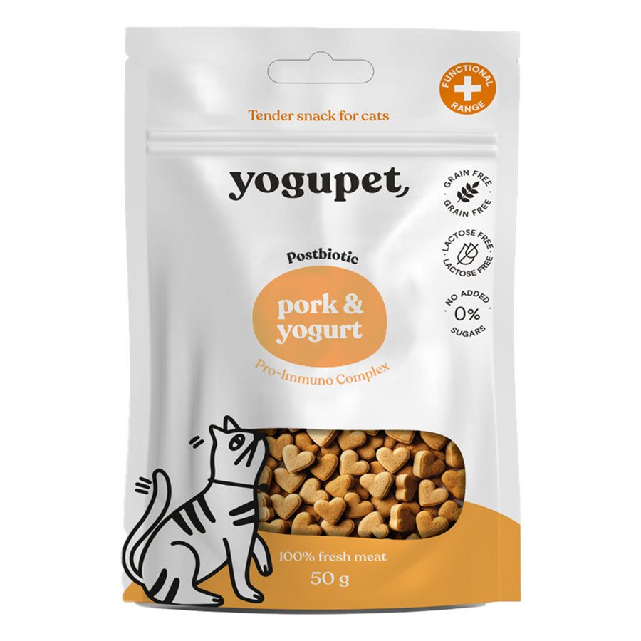 Mini snacks Yogupet para gatos de cerdo con kéfir probiótico y textura semihúmeda