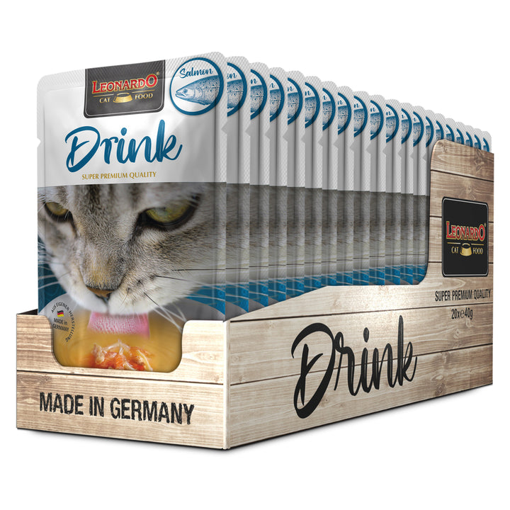Pack de sobres Leonardo Drink pollo y salmón para gatos