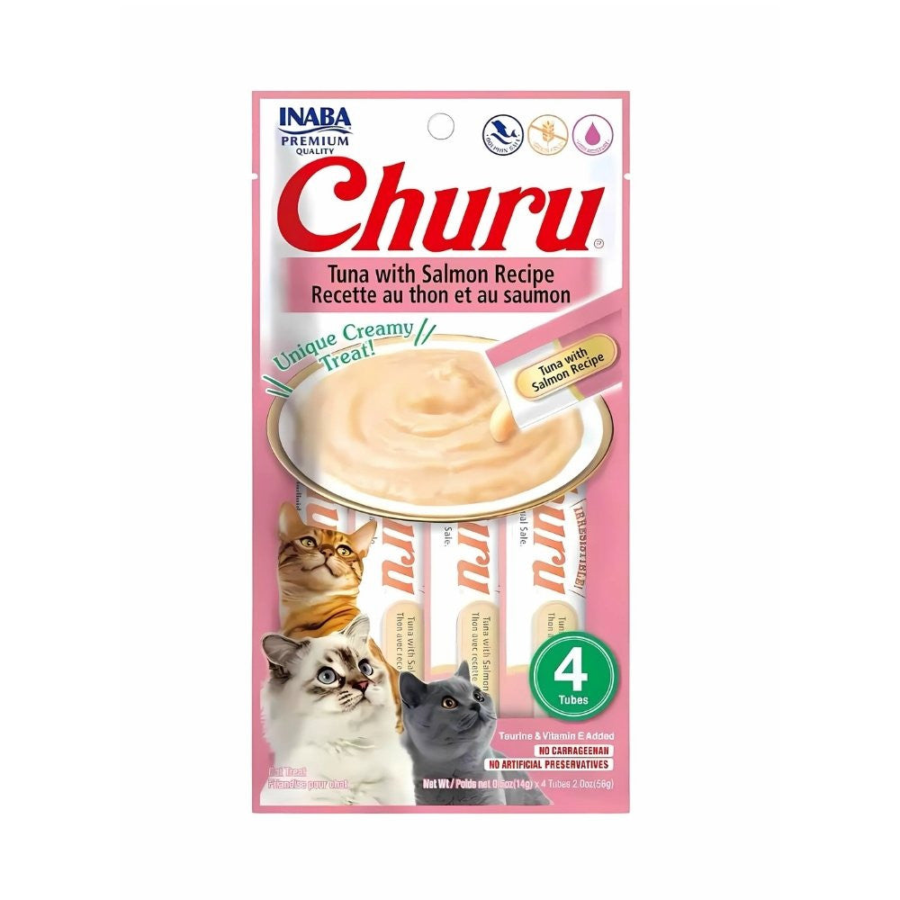 Pack Churu Snack para gatos sabor atún y salmón en 4 tubos de 14 gr
