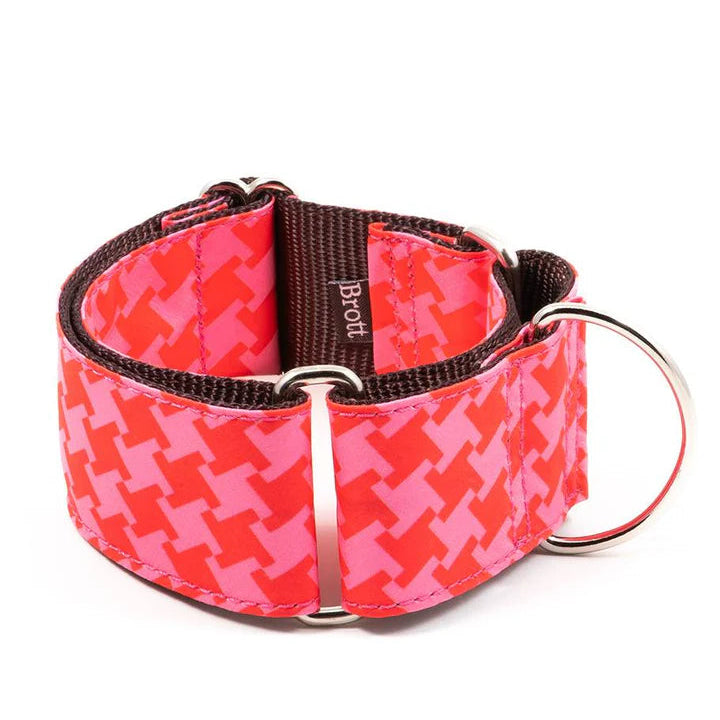 Collar martingale para perro Brott Miralles en rosa y rojo, ideal para mayor seguridad y comodidad