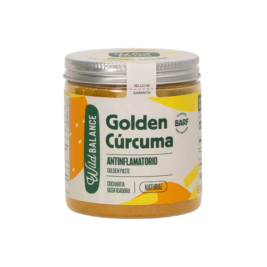 Cúrcuma Golden Paste 100% natural de Wild Balance, suplemento para perros y gatos con propiedades antioxidantes y antiinflamatorias.
