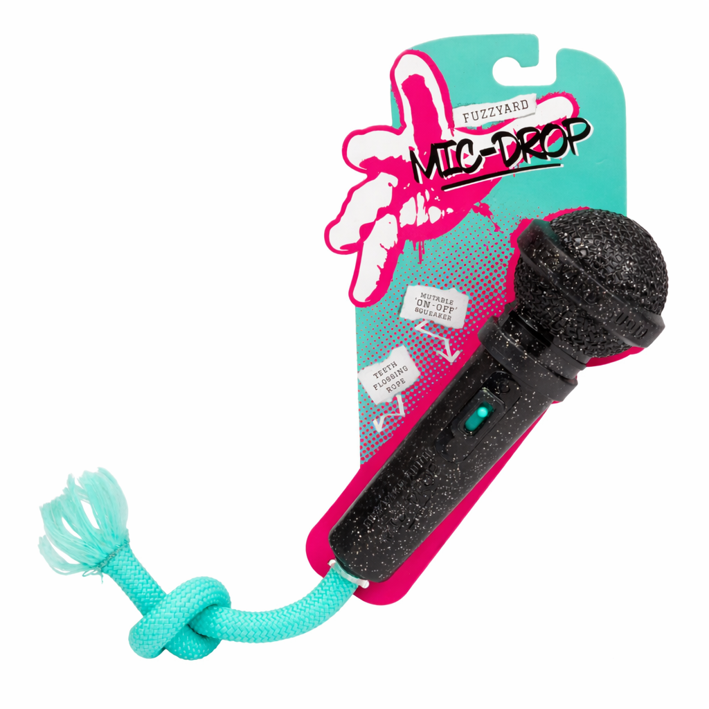 fuzzyard mic drop jugete interactivo para morder con cuerda