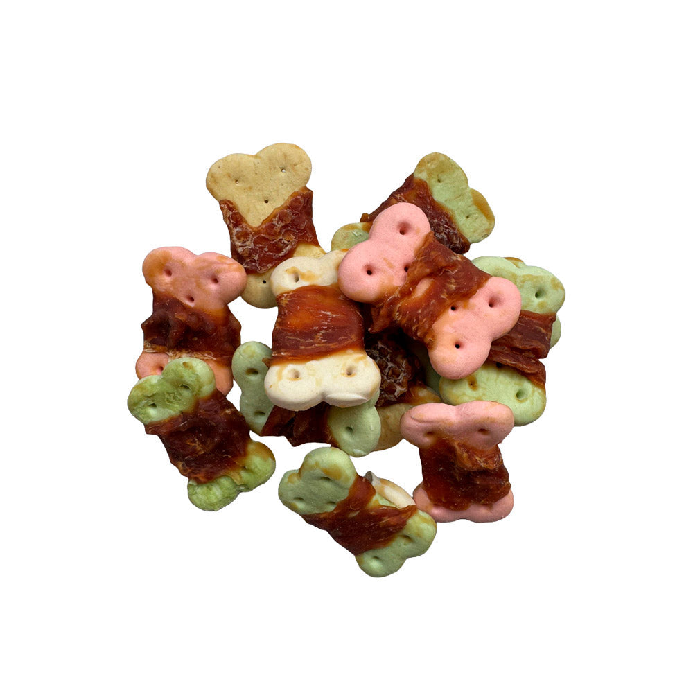 Galletas naturales Hobbit Alf Puppy con pollo, snack blando y colorido para cachorros, ideal para adiestramiento y refuerzo positivo.