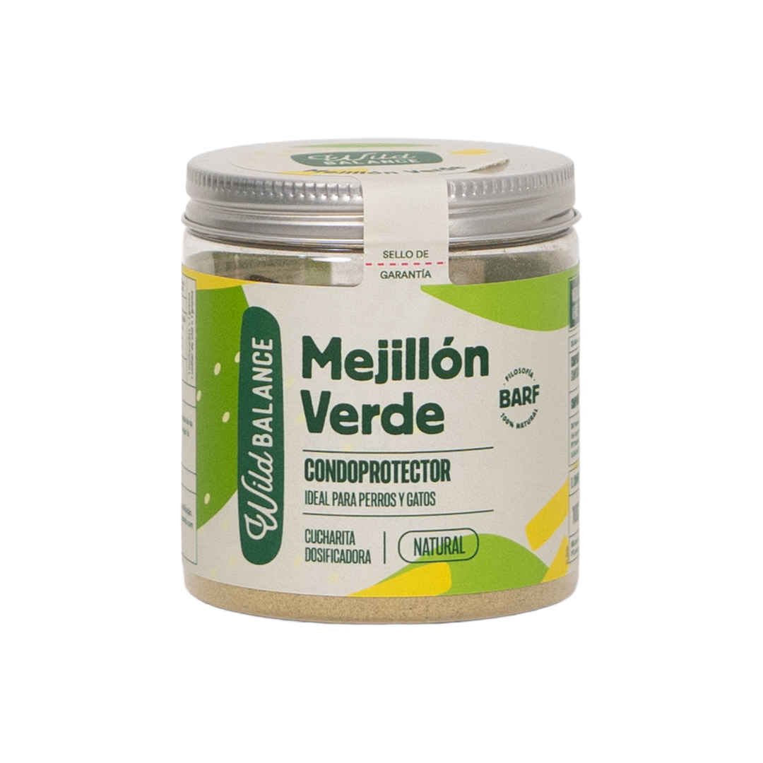 Suplemento de mejillón de labio verde liofilizado para perros y gatos, condroprotector natural rico en omega 3 para articulaciones.